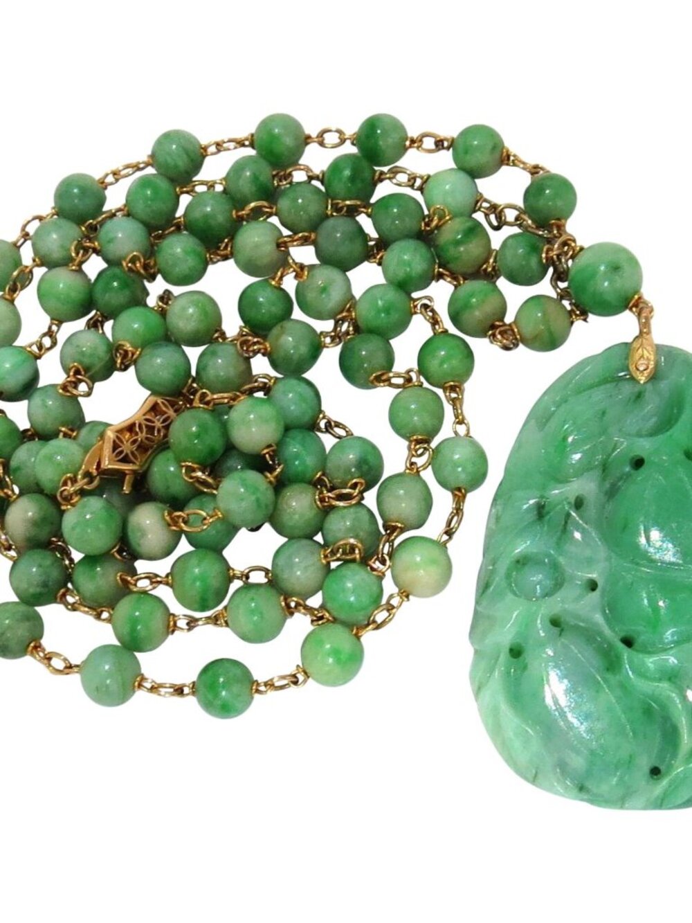 GIA NATURAL 210CT JADE BEAD NECKLACE & NO ENHANCEMENTS*
